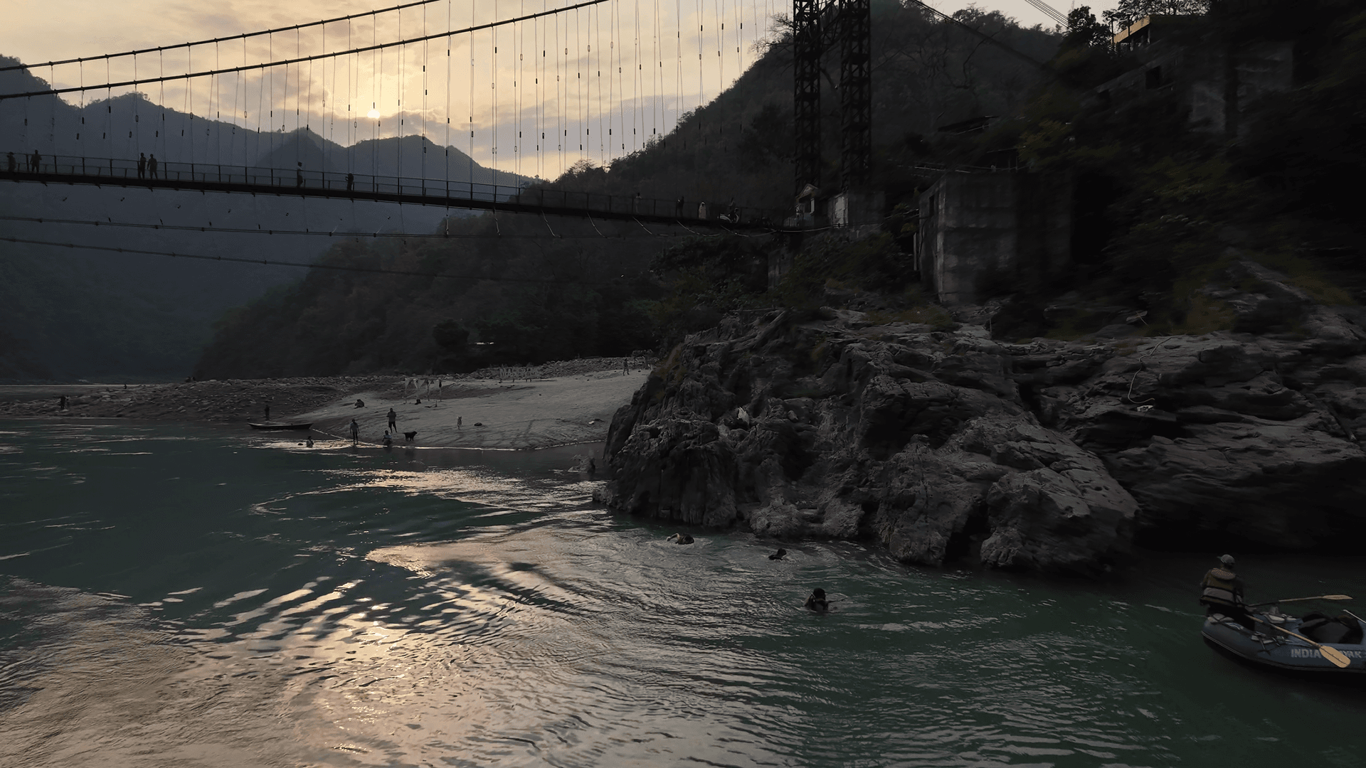 Ganga River Bank — Sirasu Suspension Bridge
